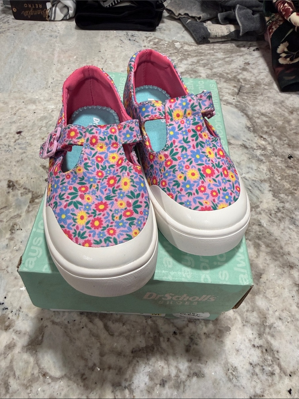Dr. Scholl's Kids Floral Purple Pink Blue Slip-On Sneakers